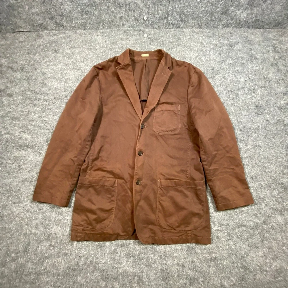 J. Crew Mens Broken-In Chino Blazer Brown Cotton Sport Coat Large 3594-05-3617